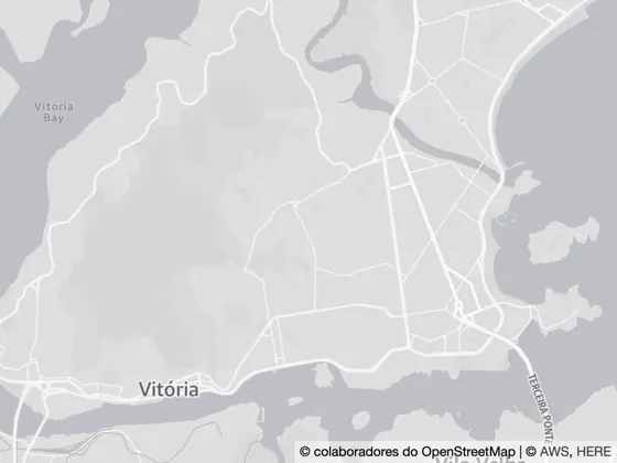 Mapa da Grande Vitória, do ZecaOn, com a loja e as 3 rotas sugeridas de um dia de demonstração.